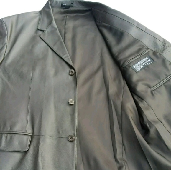 J. FERRAR DARK BROWN Leather Jacket XL - Picture 4 of 9